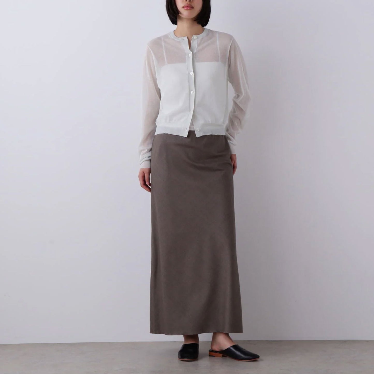 YLEVE/SUPER120'S CHAMBRAY WOOL BIAS SKIRT
