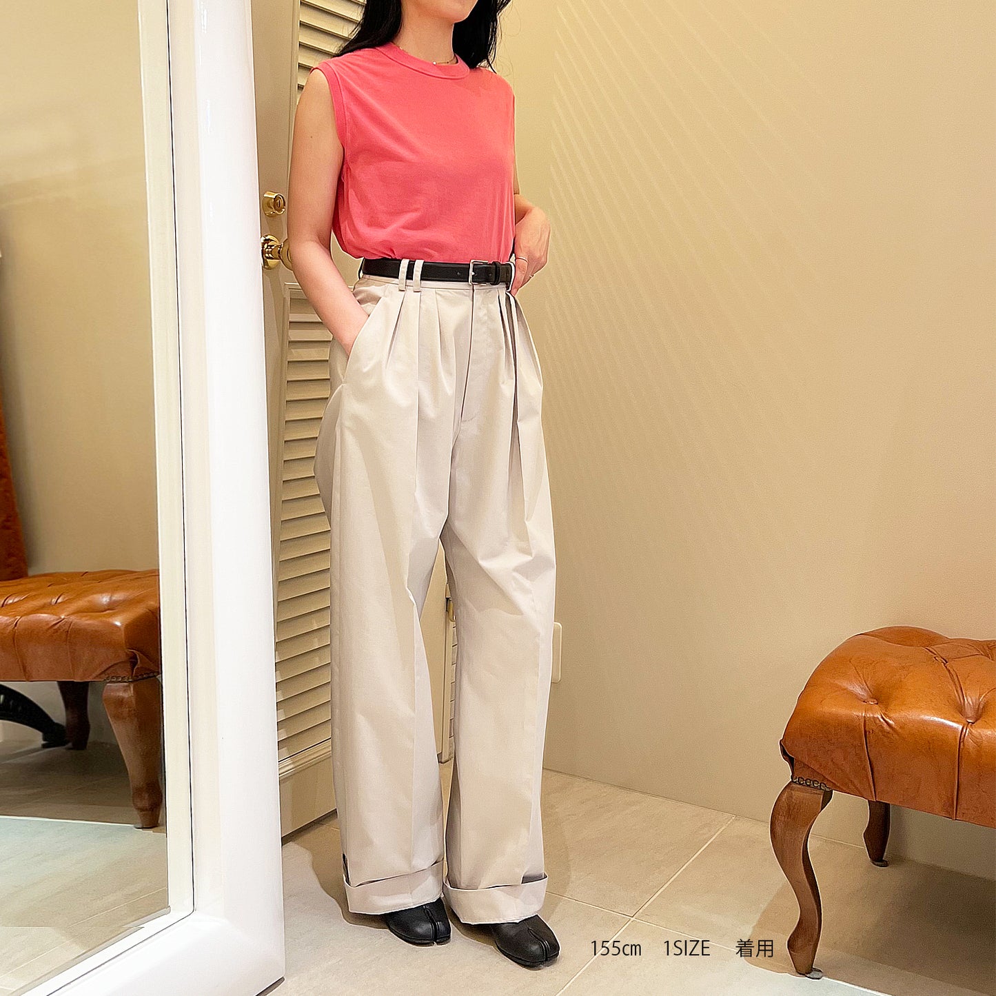 THREEDOTSTURQUOISE/THREE TUCK PANTS