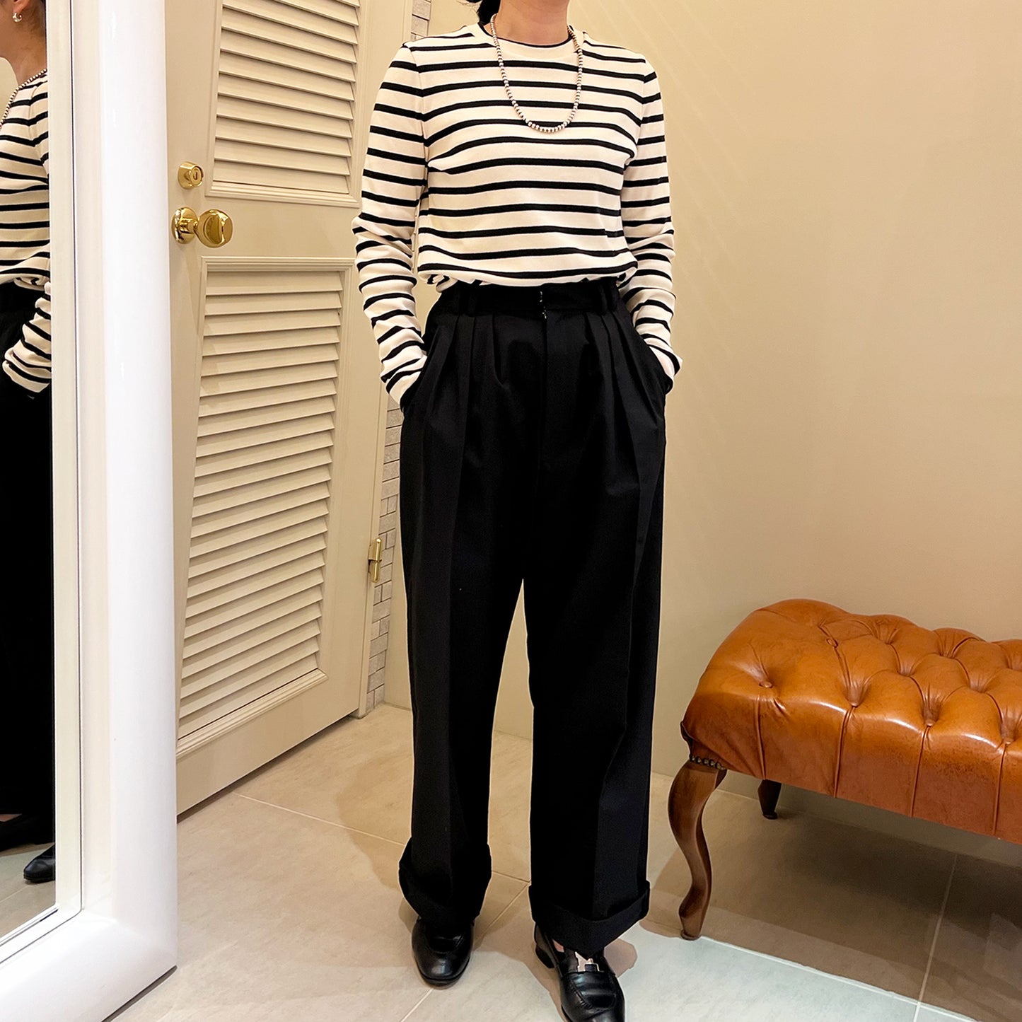 THREEDOTSTURQUOISE/THREE TUCK PANTS