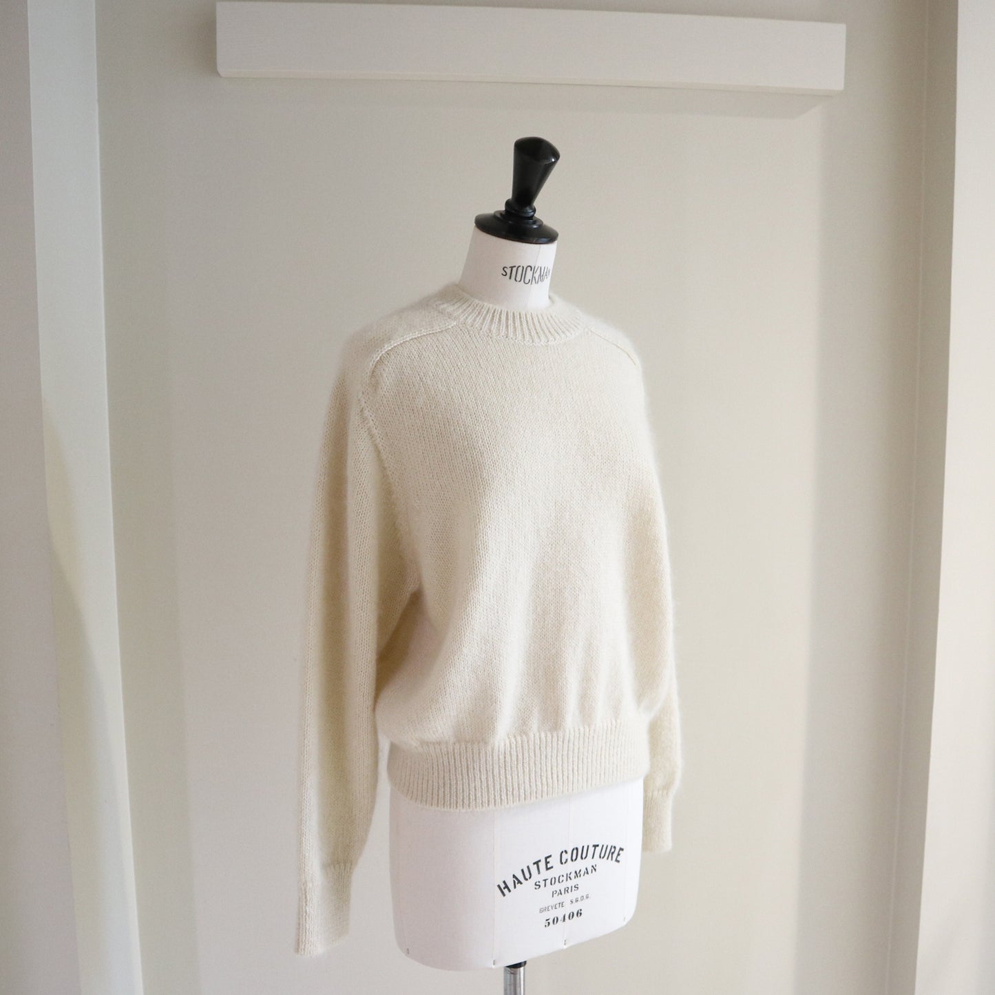 BATONER/PURE MOHAIR100% CROPPED CREW NECK