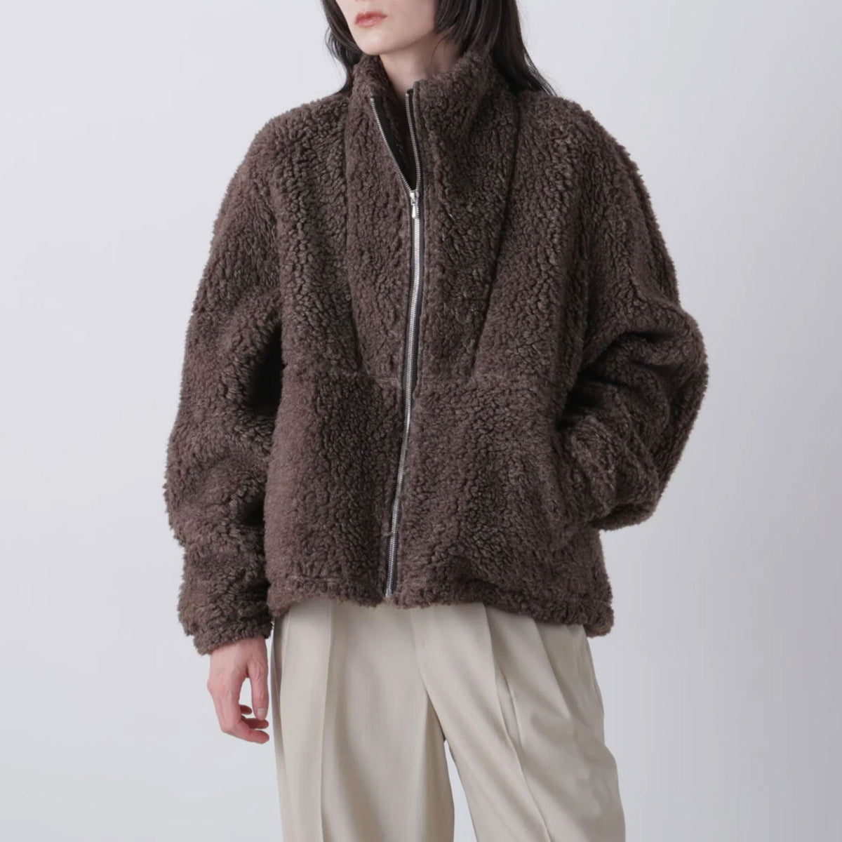YLEVE/LINEN RAMIE POLYESTER BOA BLOUSON