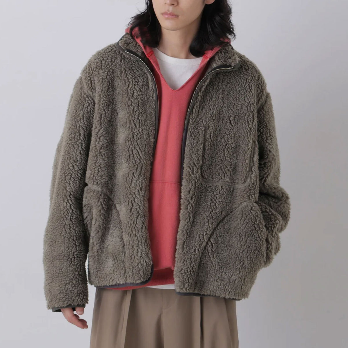 YLEVE/LINEN RAMIE POLYESTER BOA BLOUSON MEN