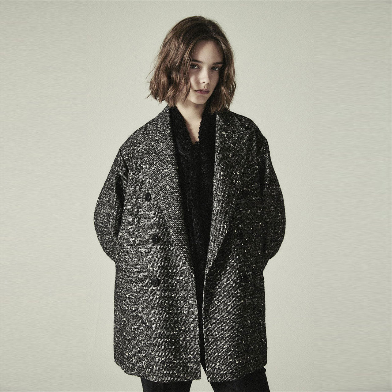 COUTURE D' ADAM/Cottage Coat Big Nep Italian Tweed