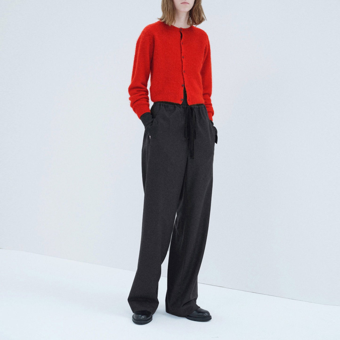 AURALEE/WOOL FULLING FLANNEL DRAWSTRING PANTS