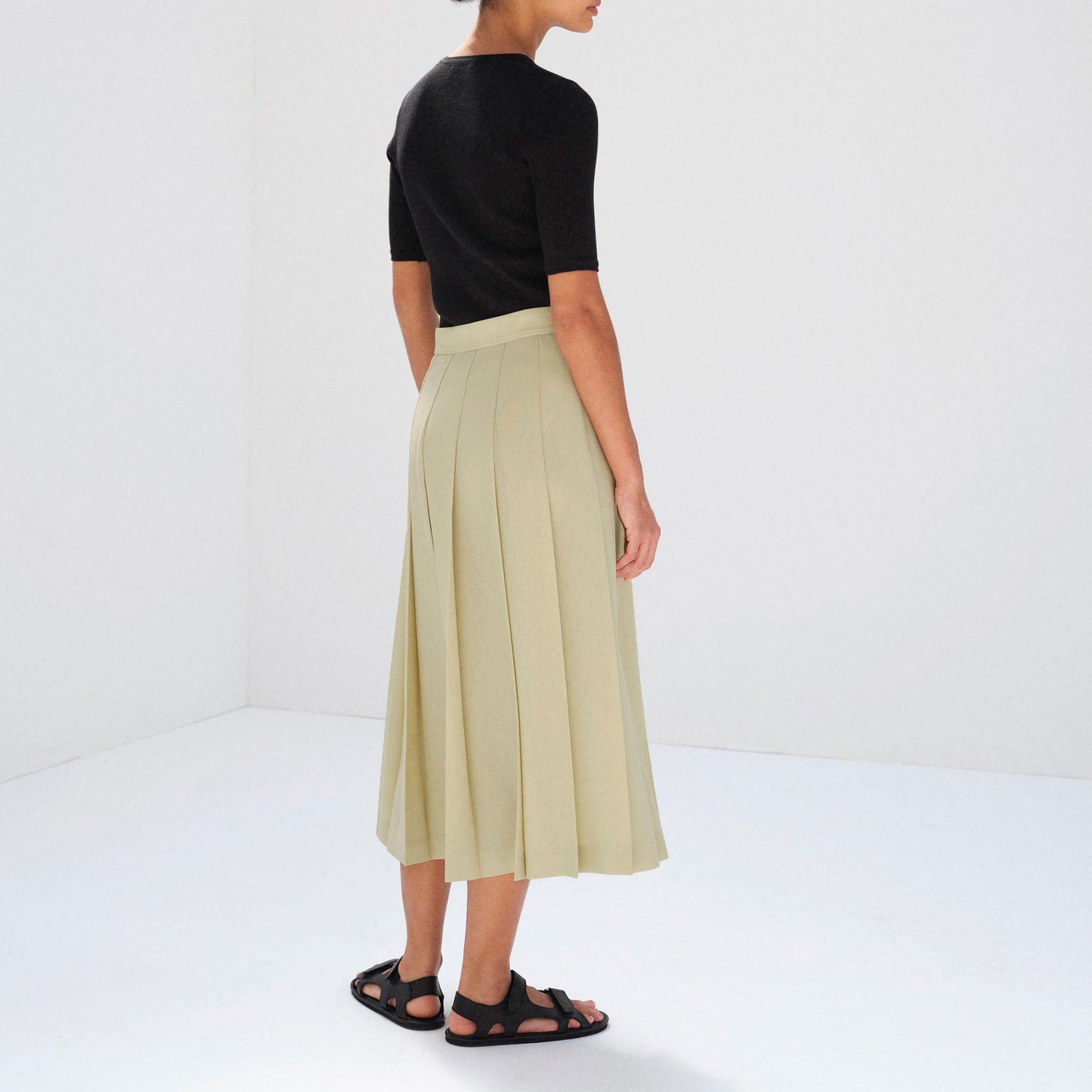 AURALEE/WOOL KID MOHAIR HOPSACK PLEATED SKIRT