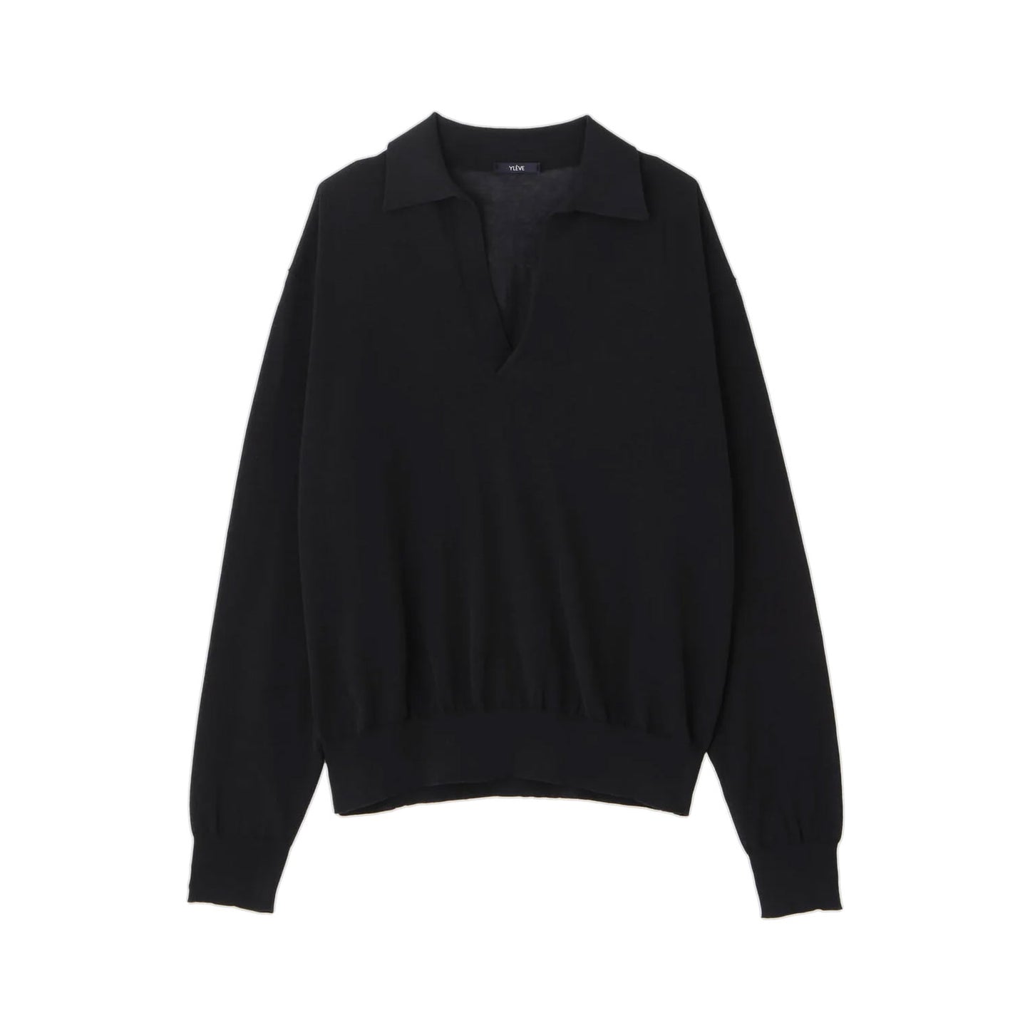 YLEVE/SHEER RIB KNIT SKIPPER POLO