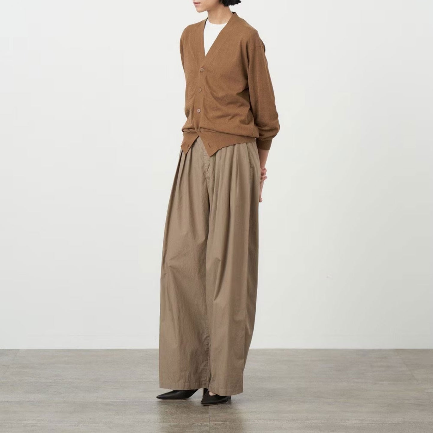 ATON/COTTON LAWN TUCK WIDE EASY PANTS