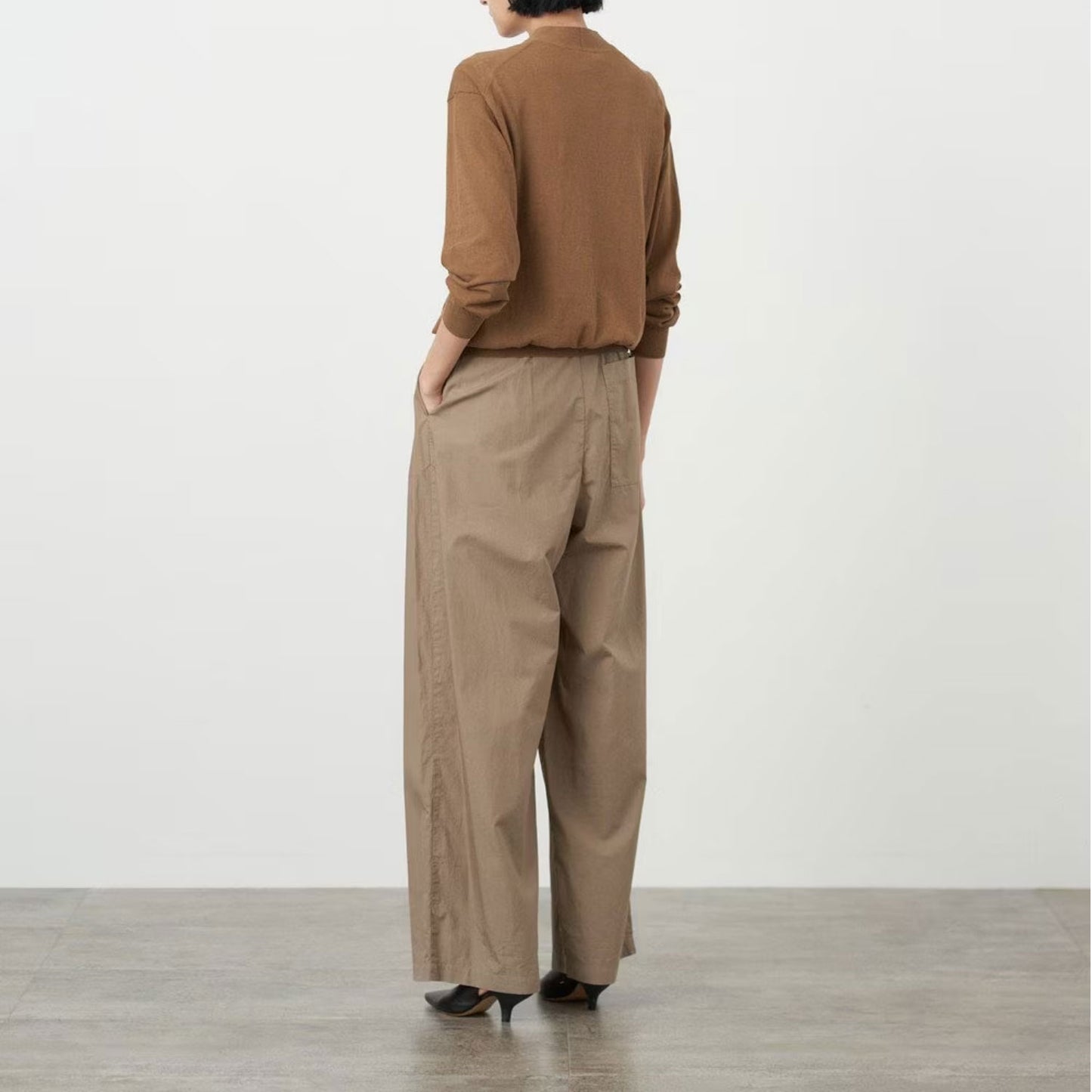 ATON/COTTON LAWN TUCK WIDE EASY PANTS