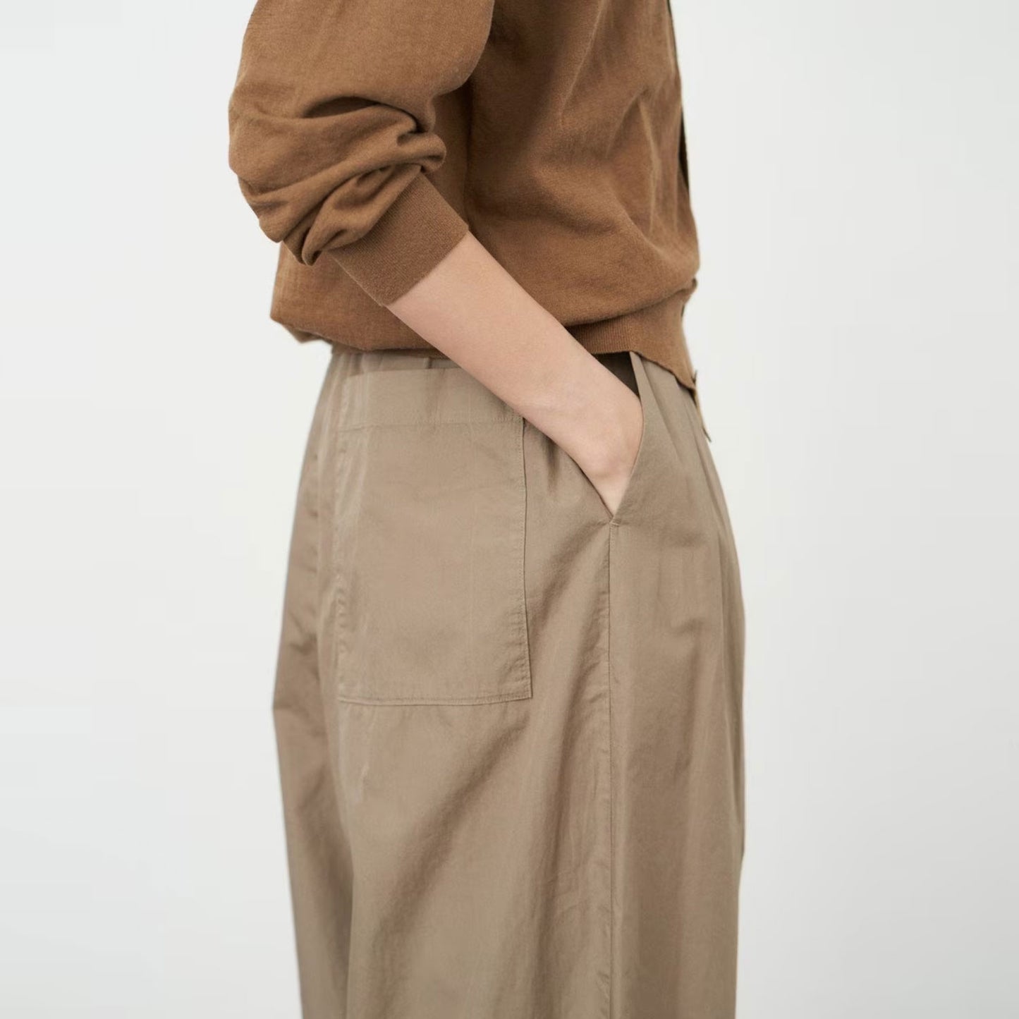 ATON/COTTON LAWN TUCK WIDE EASY PANTS