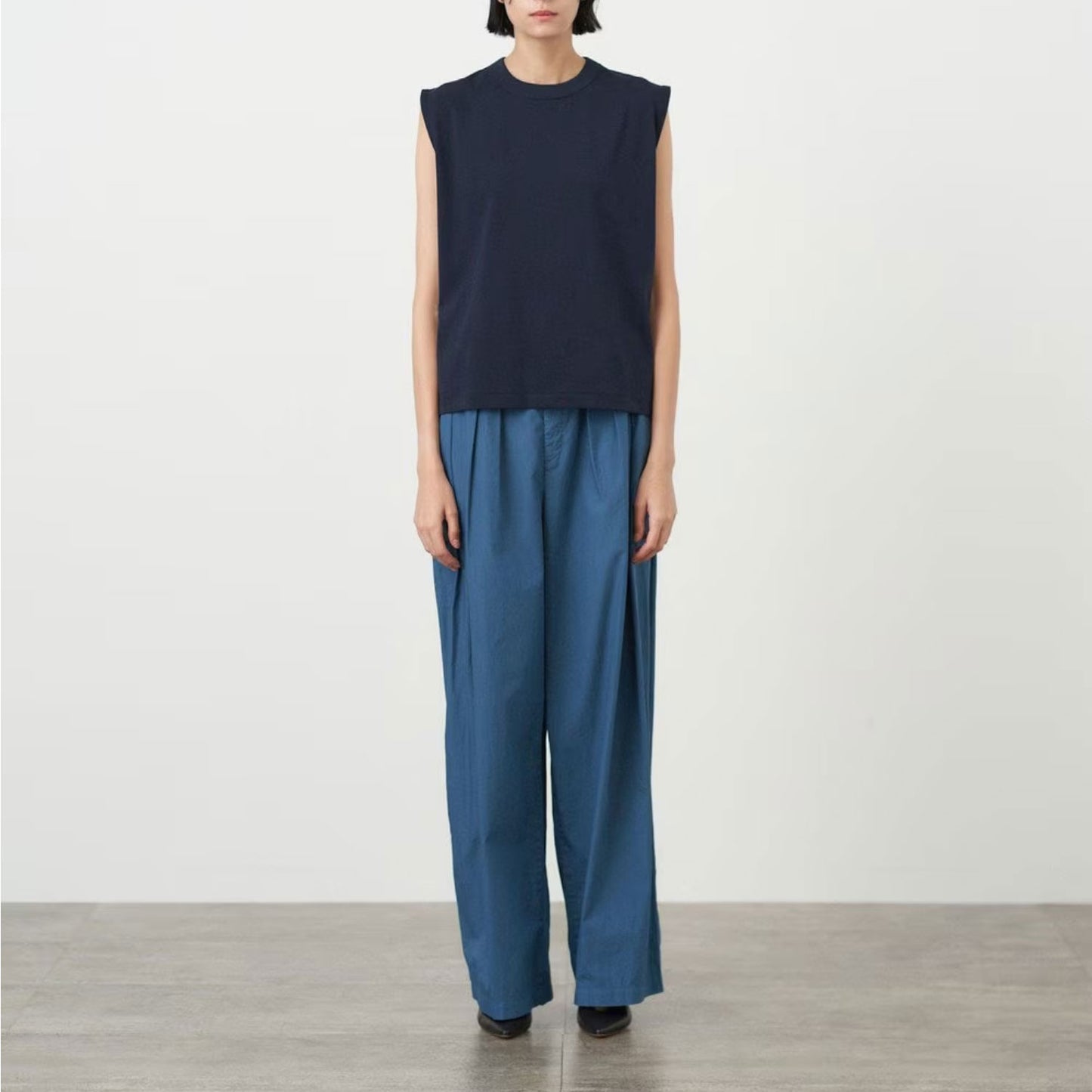 ATON/COTTON LAWN TUCK WIDE EASY PANTS