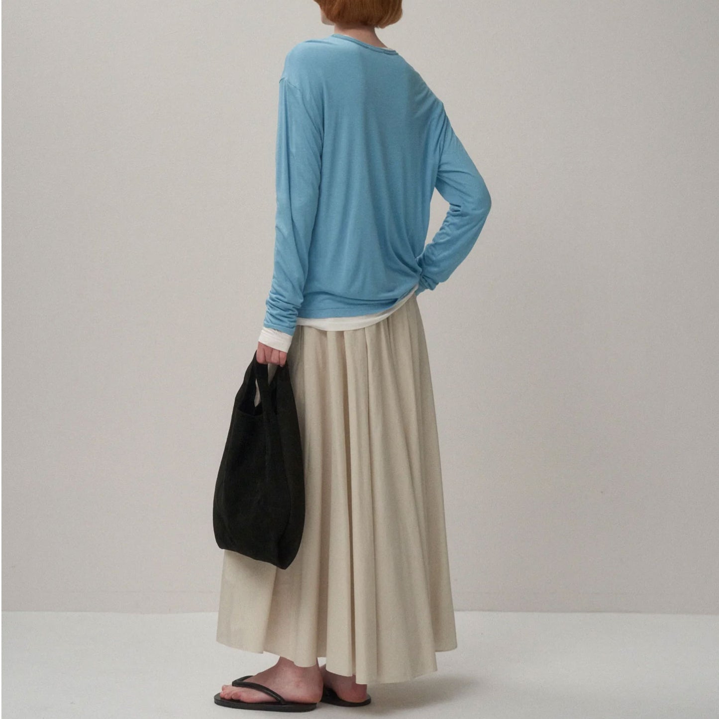 ATON|NATURAL DYED COTTON LAWN GATHERED SKIRTS