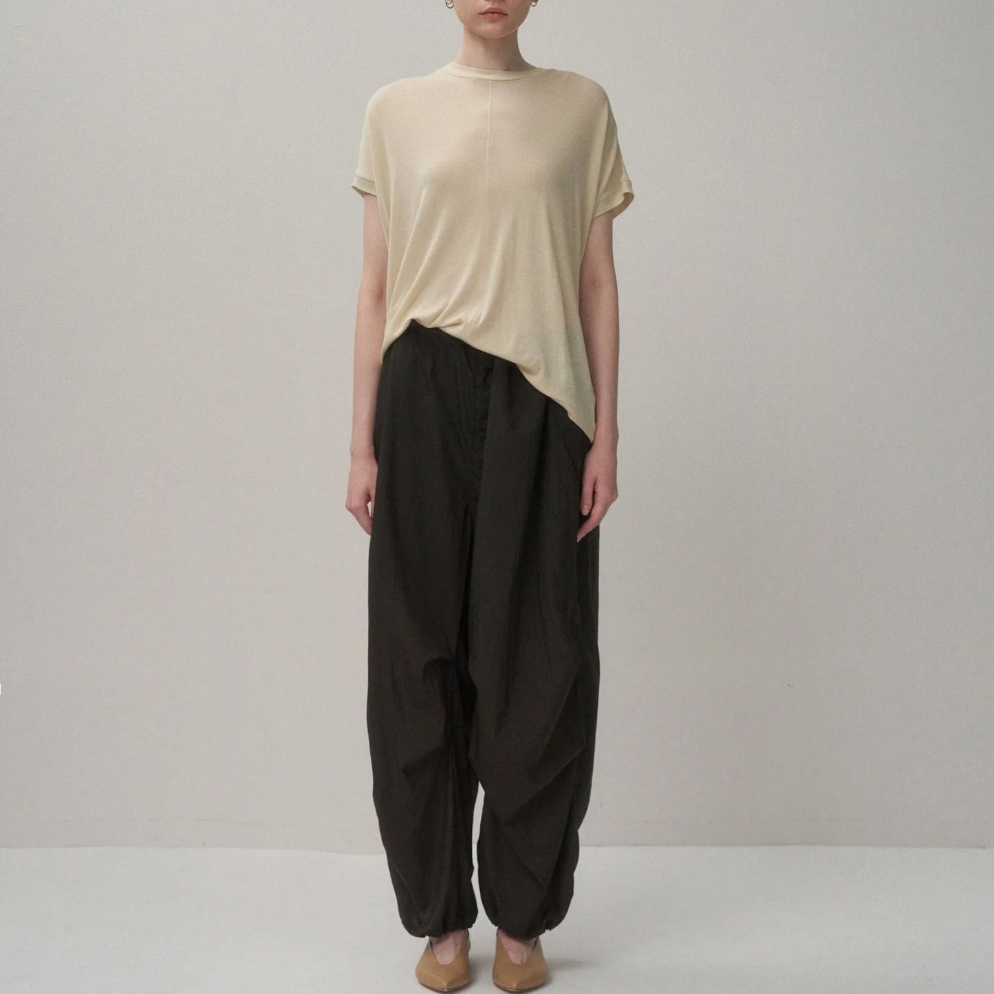 ATON|COTTON LINEN FRAISE OVERSIZED T-SHIRT