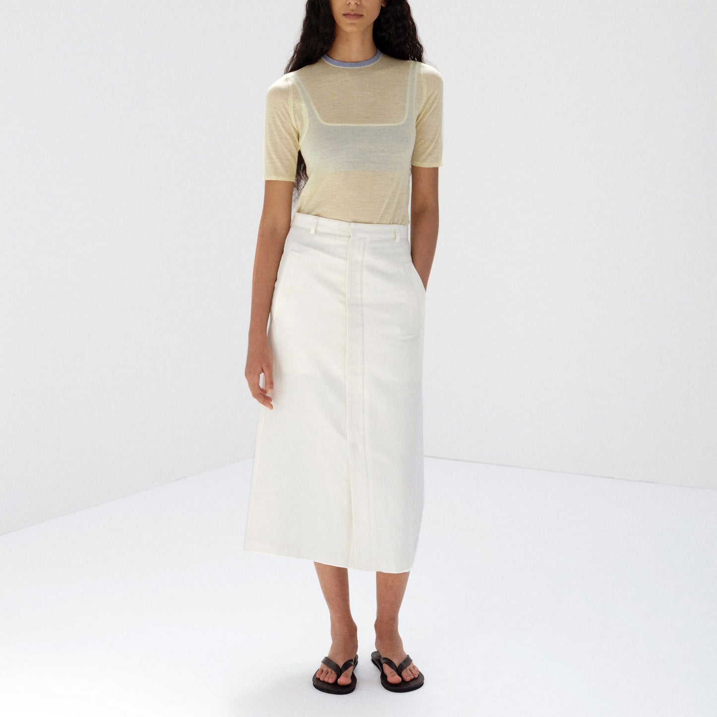 AURALEE/WOOL COTTON LINEN OX SKIRT