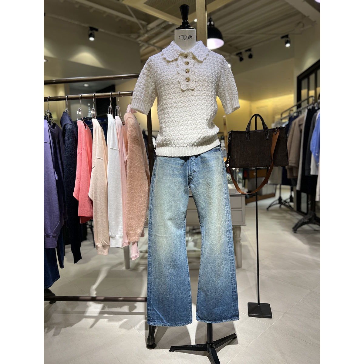 MADISONBLUE/CROCHET POLO KNIT