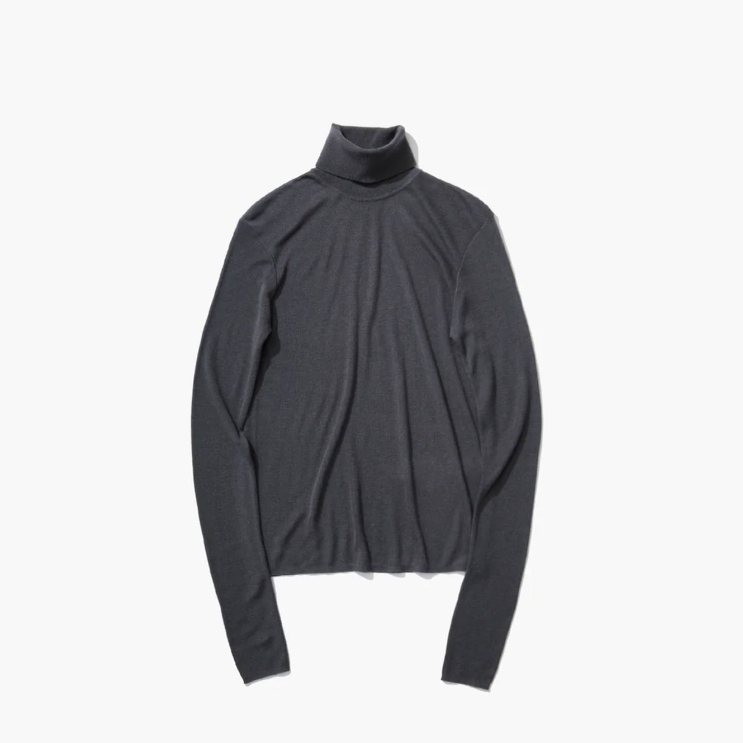 ATON|SILK BLENDED CIRCULAR RIB TURTLENECK SWEATER