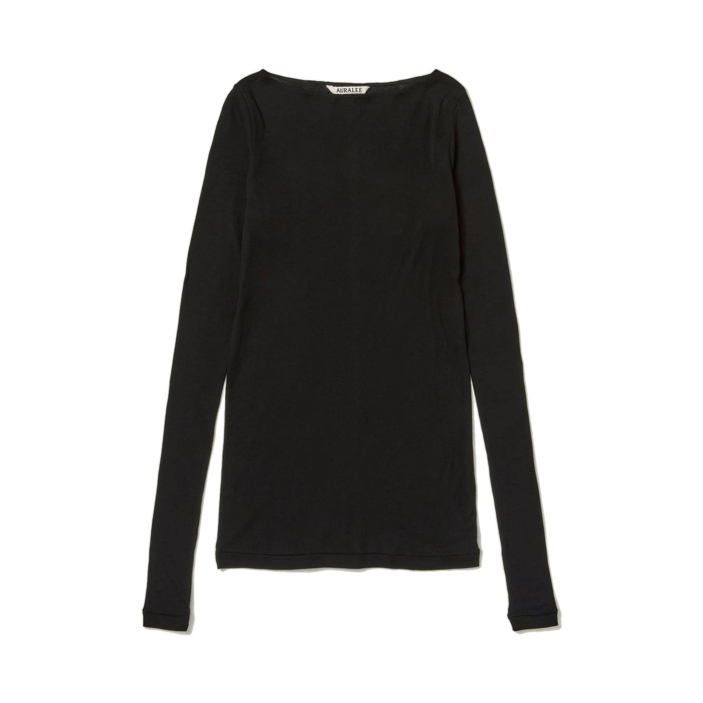 AURALEE/SUPER HIGH GAUGE SHEER RIB BOAT NECK L/S TEE