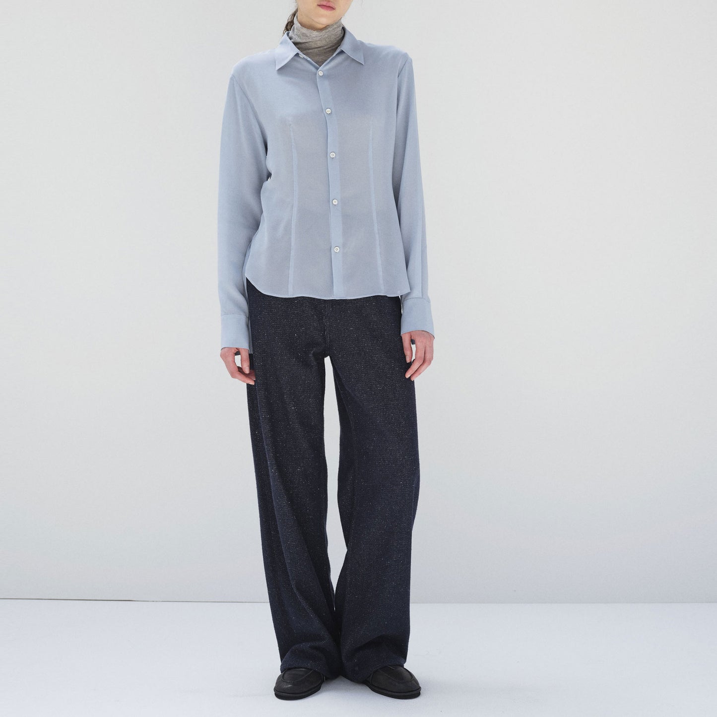 AURALEE/SILK NEP DENIM 5P WIDE PANTS