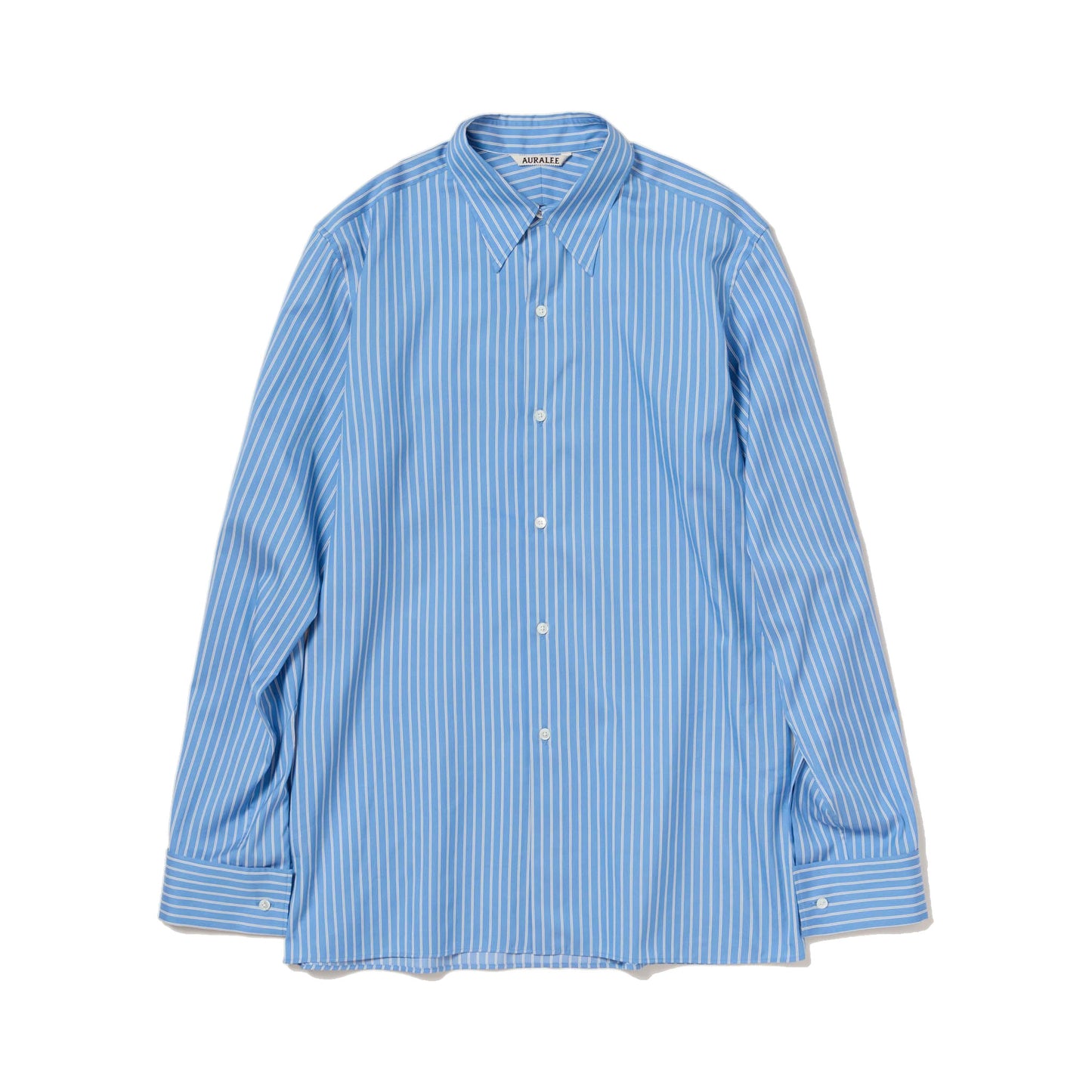 AURALEE/COTTON SILK STRIPE DOUBLE-CUFF SHIRT