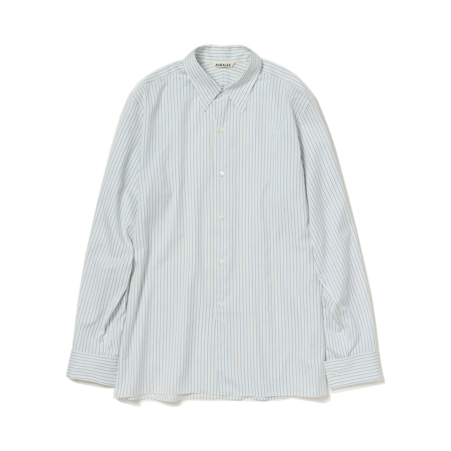 AURALEE/COTTON SILK STRIPE DOUBLE-CUFF SHIRT