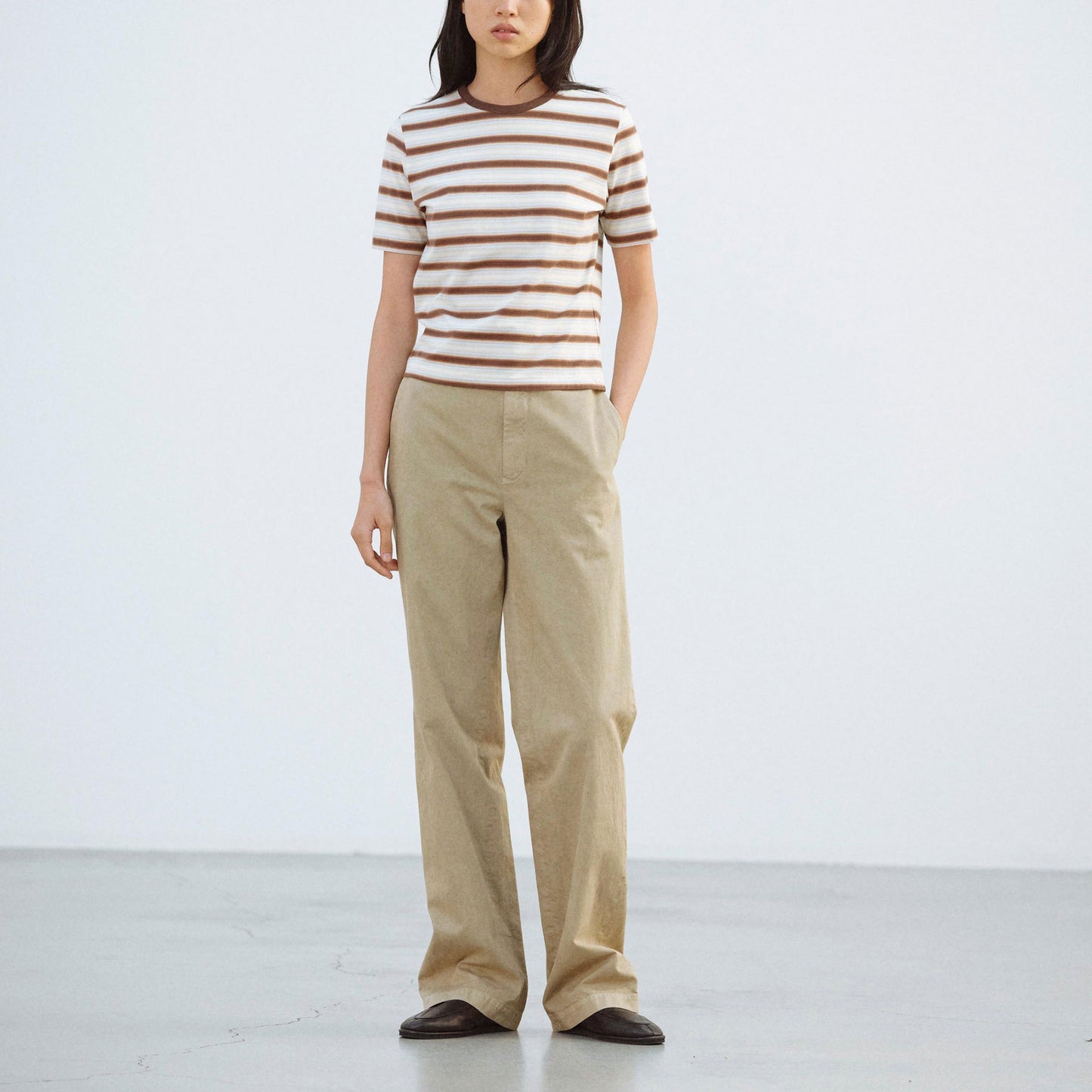 AURALEE/GRADIENT STRIPE JERSEY TEE