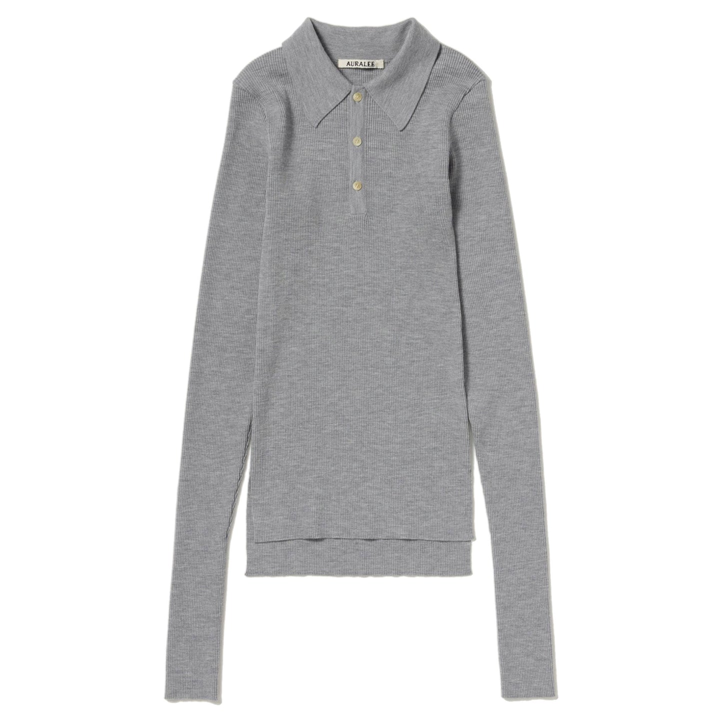 AURALEE/SUPER FINE WOOL HIGH GAUGE RIB KNIT POLO