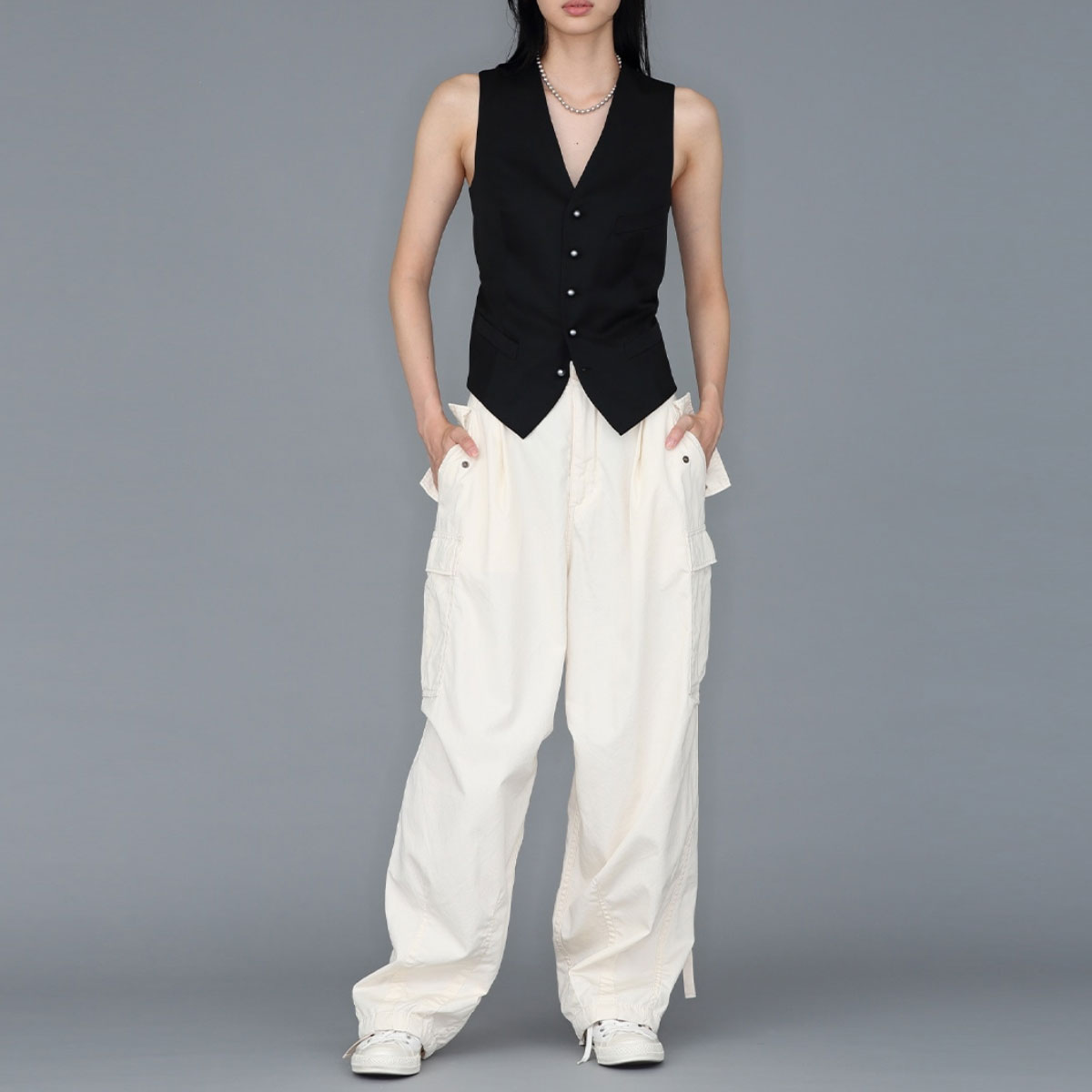 MADISONBLUE/SLIM FIT VEST PEARL