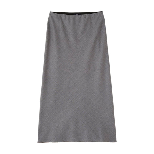 YLEVE/SUPER120'S CHAMBRAY WOOL BIAS SKIRT