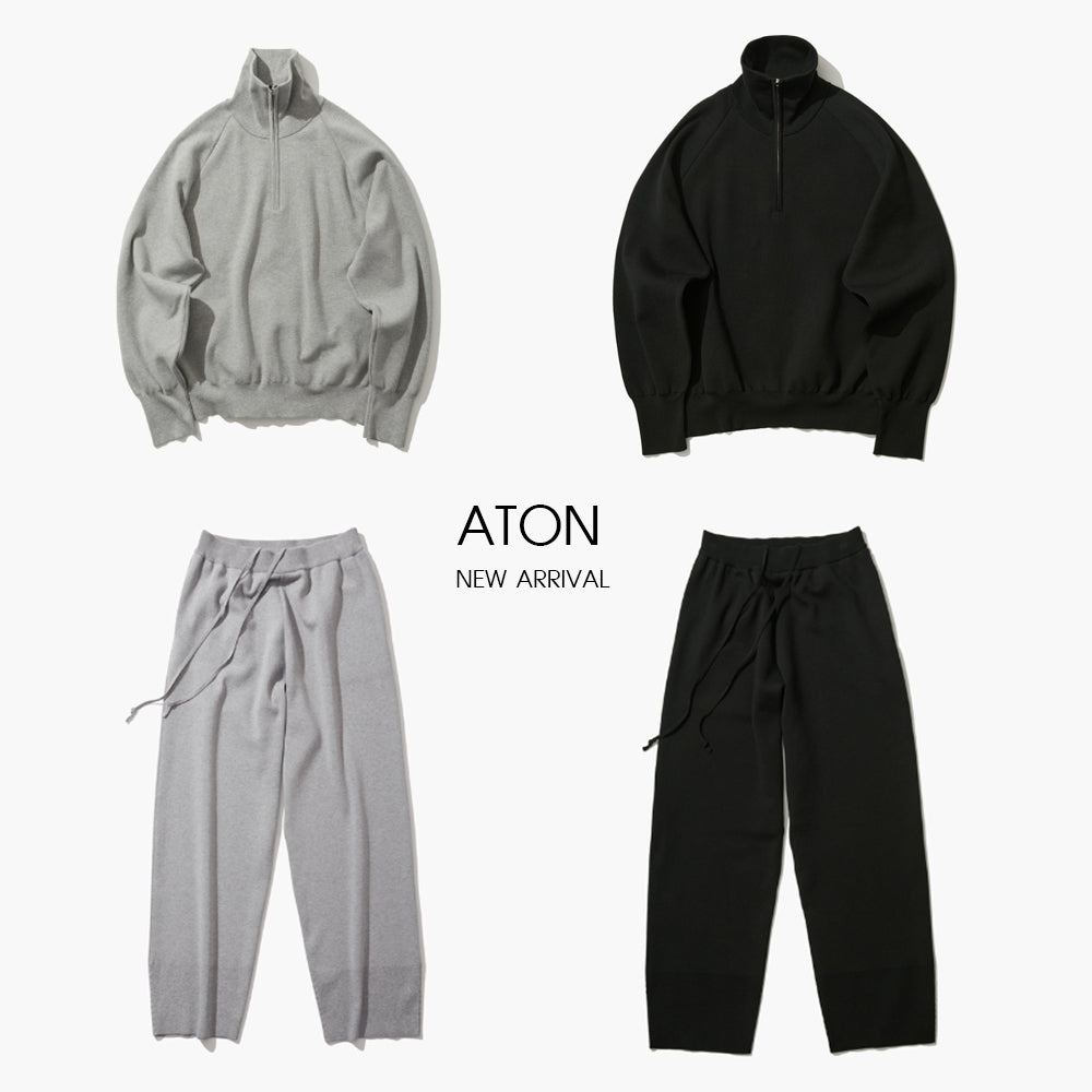 ATON|50/3 ORGANIC SMOOTH HALF ZIP SWEATER