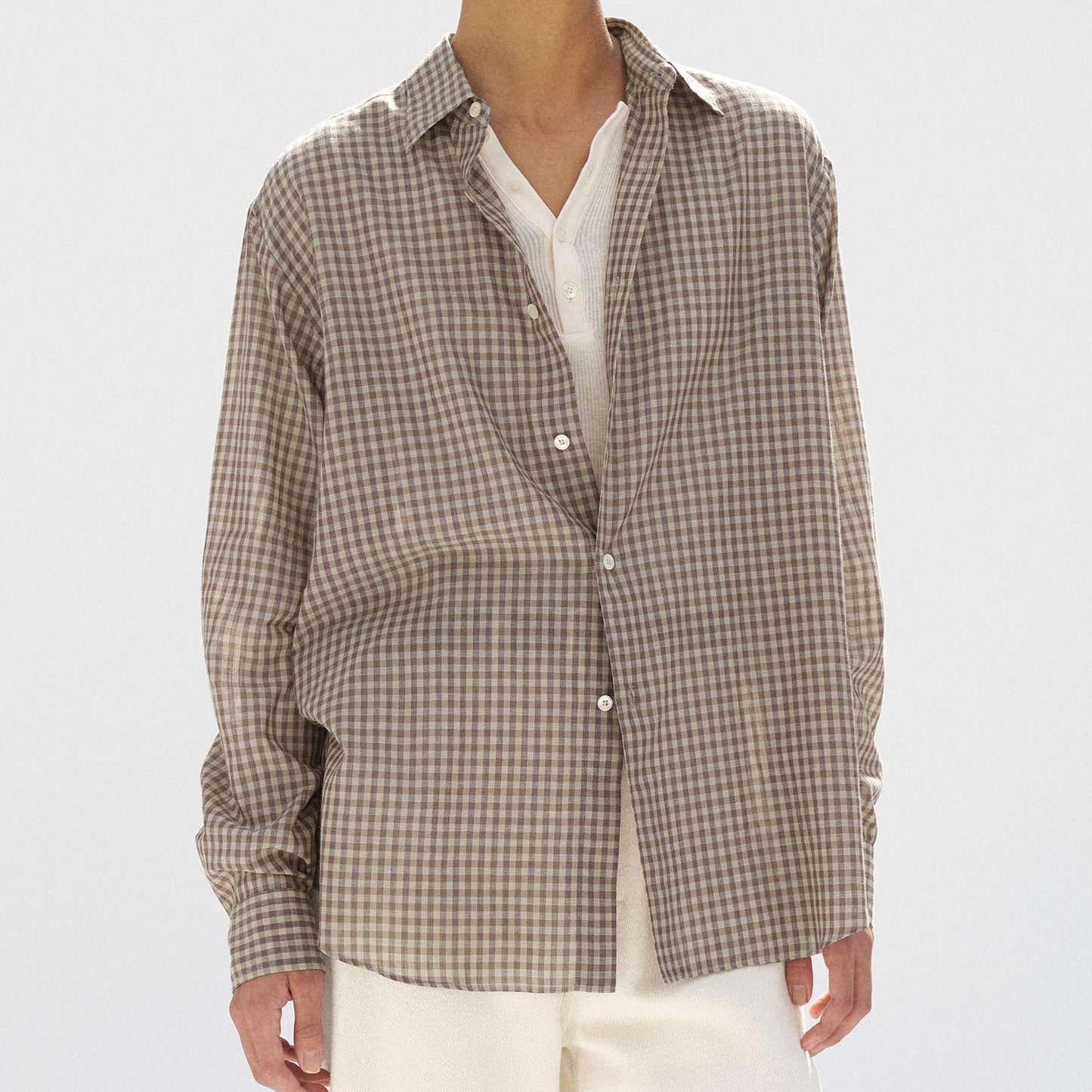 AURALEE/AIRY LIGHT COTTON CHECK SHIRT