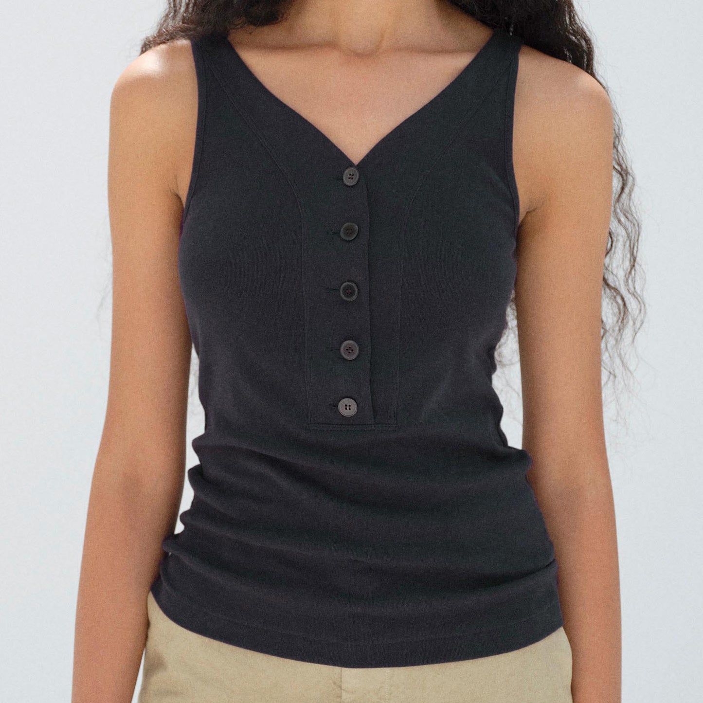 AURALEE/ORGANIC COTTON FINE RIB TANK