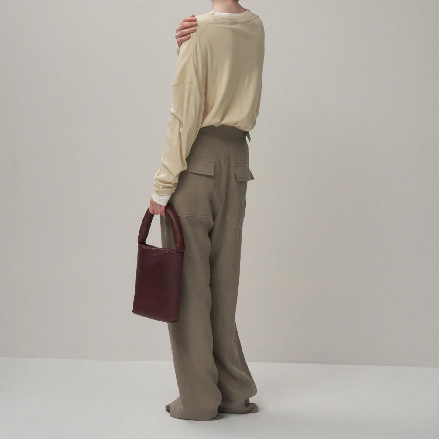 ATON|COTTON LINEN FRAISE LONG SLEEVE T-SHIRT