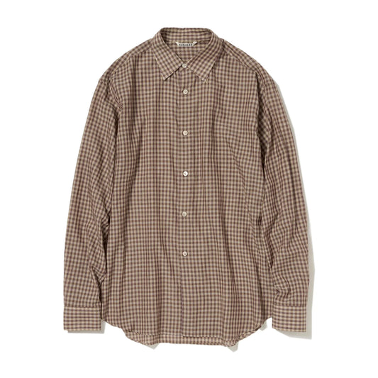 AURALEE/AIRY LIGHT COTTON CHECK SHIRT