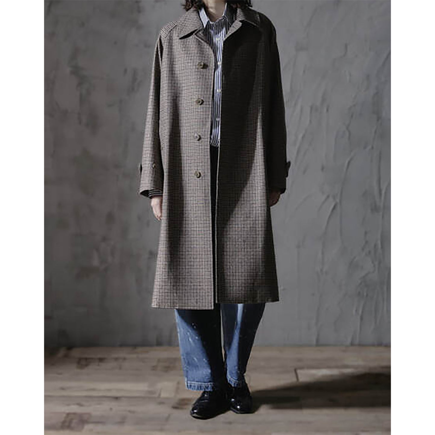 COUTURE D' ADAM/Bal Collar Coat Gunclub-check