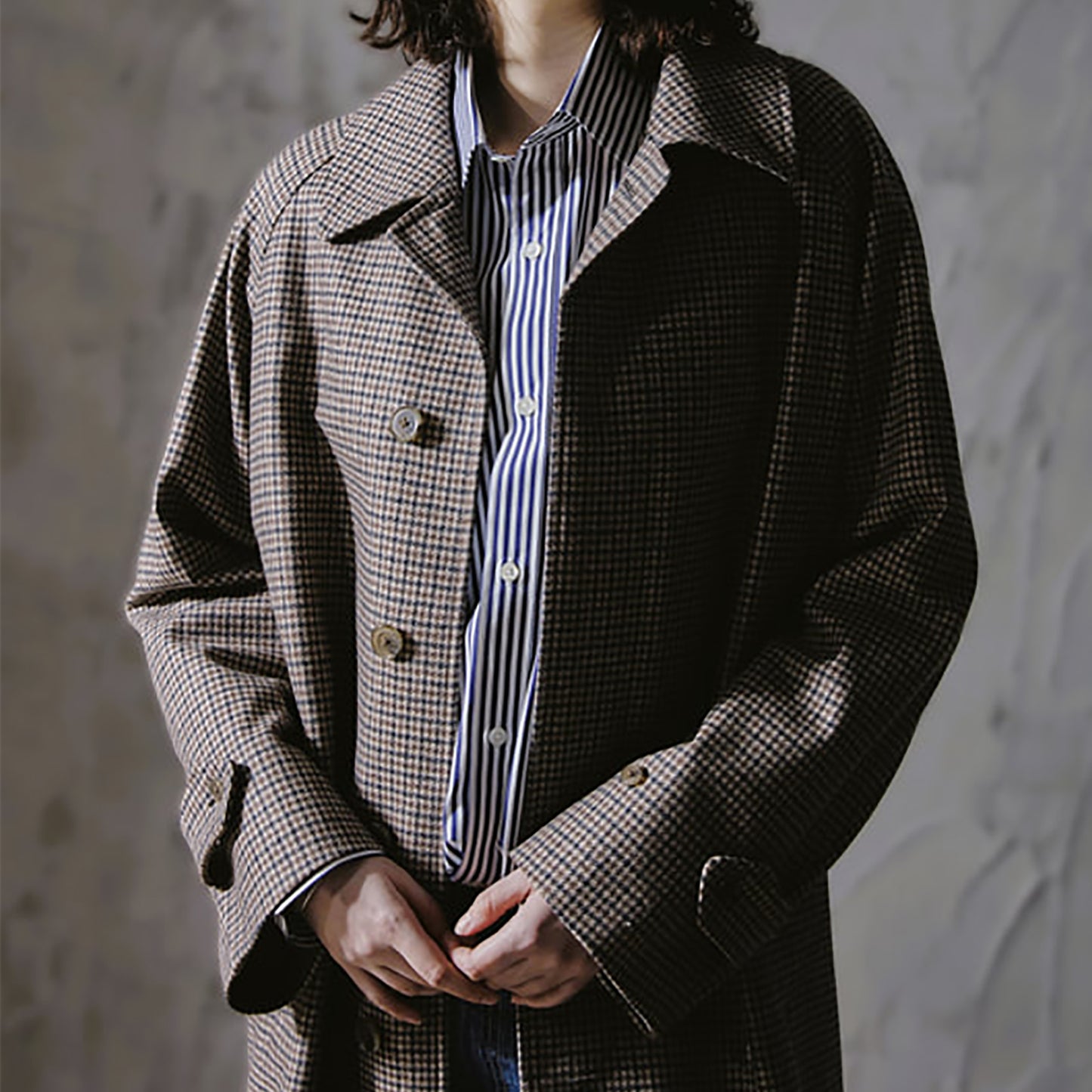 COUTURE D' ADAM/Bal Collar Coat Gunclub-check