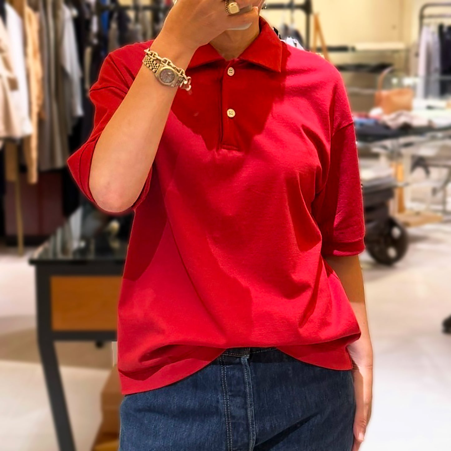 THREE DOTS TURQUOISE/Half sleeve polo shirt