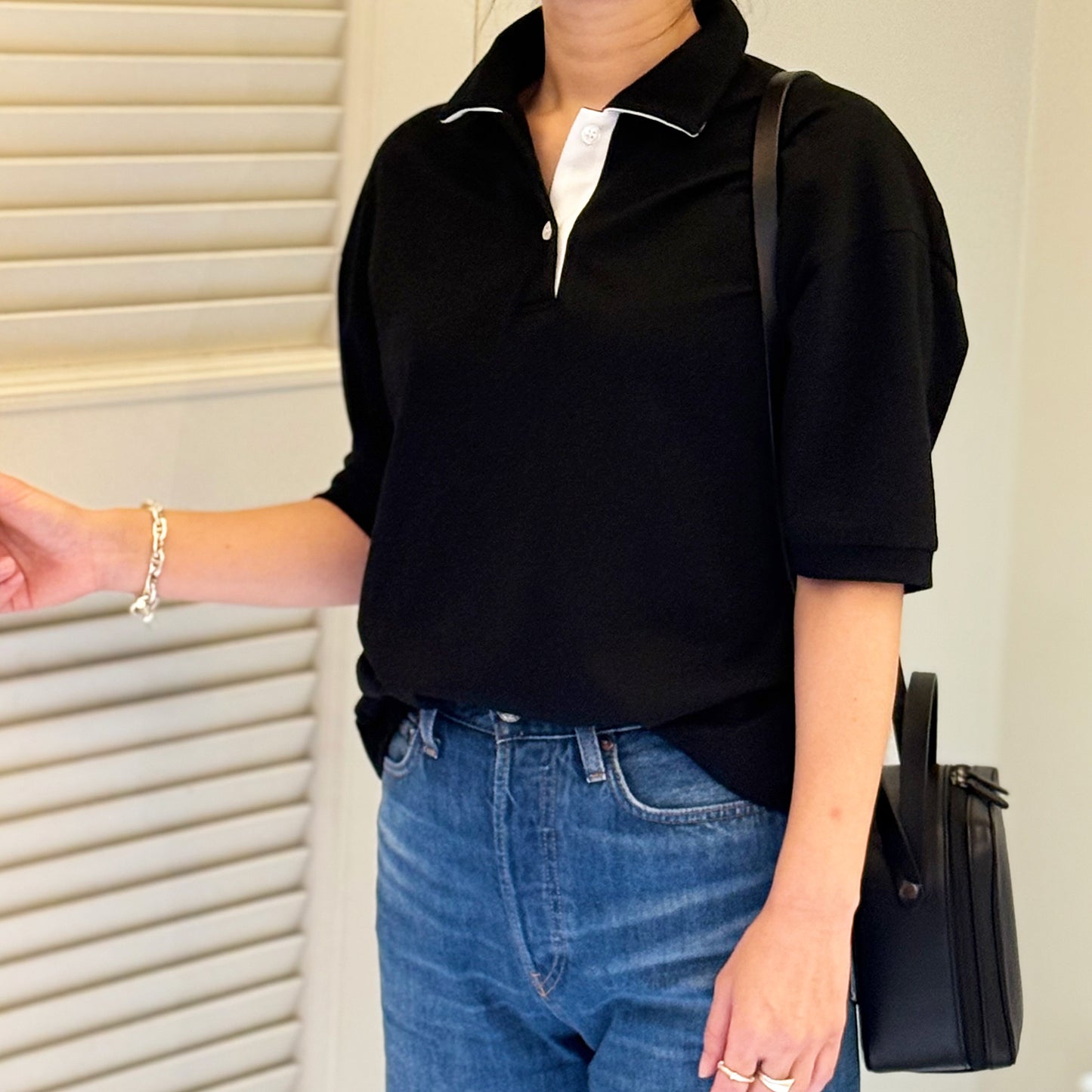 THREE DOTS TURQUOISE/Half sleeve polo shirt