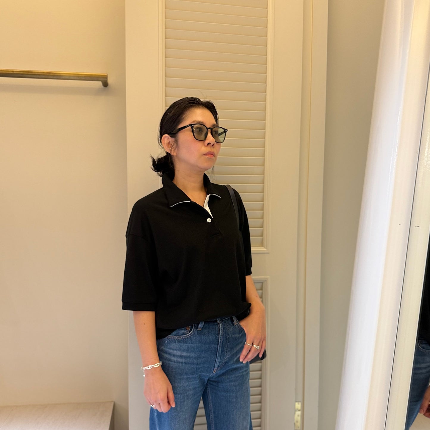 THREE DOTS TURQUOISE/Half sleeve polo shirt