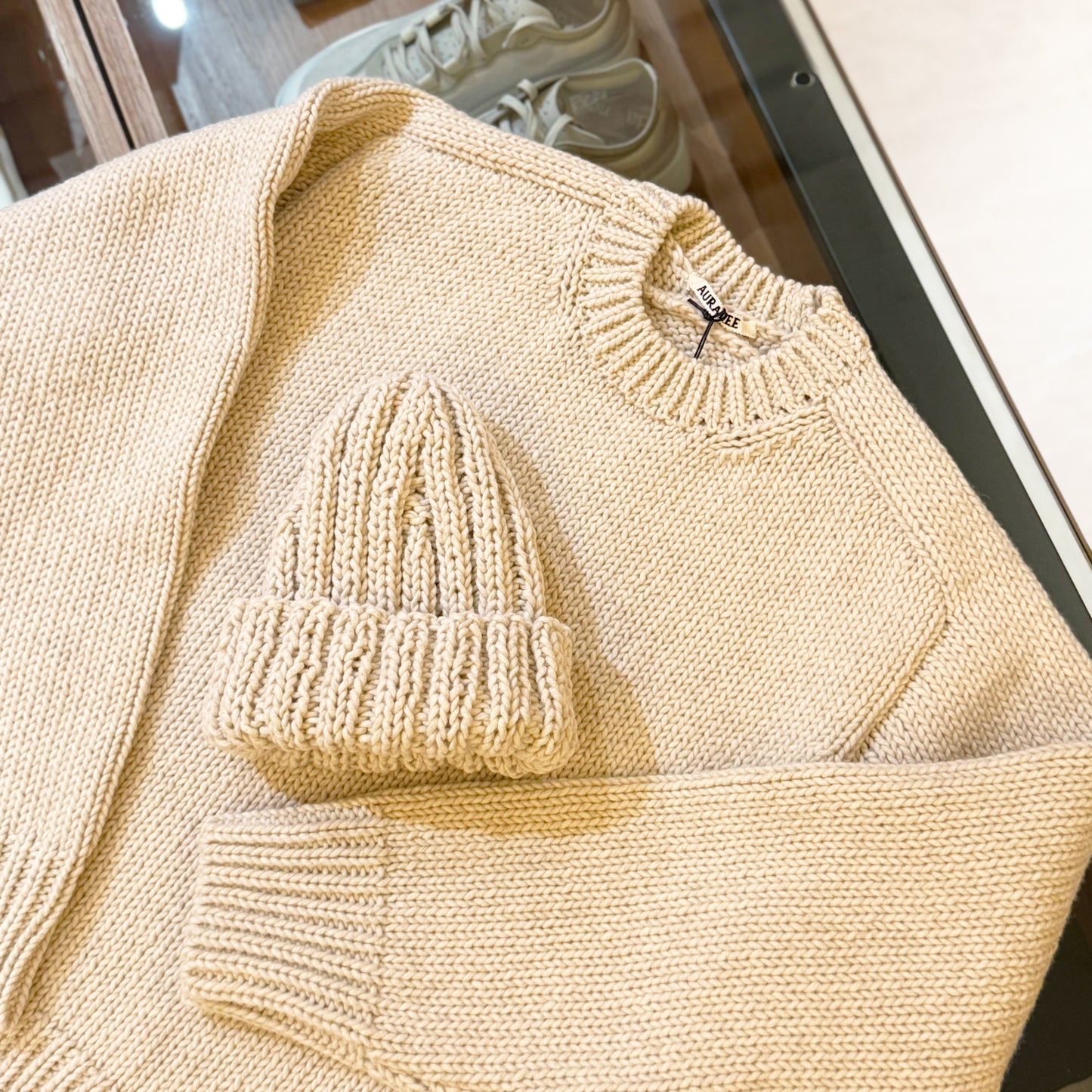 AURALEE/WOOL CASHMERE FELTED KNITP/O