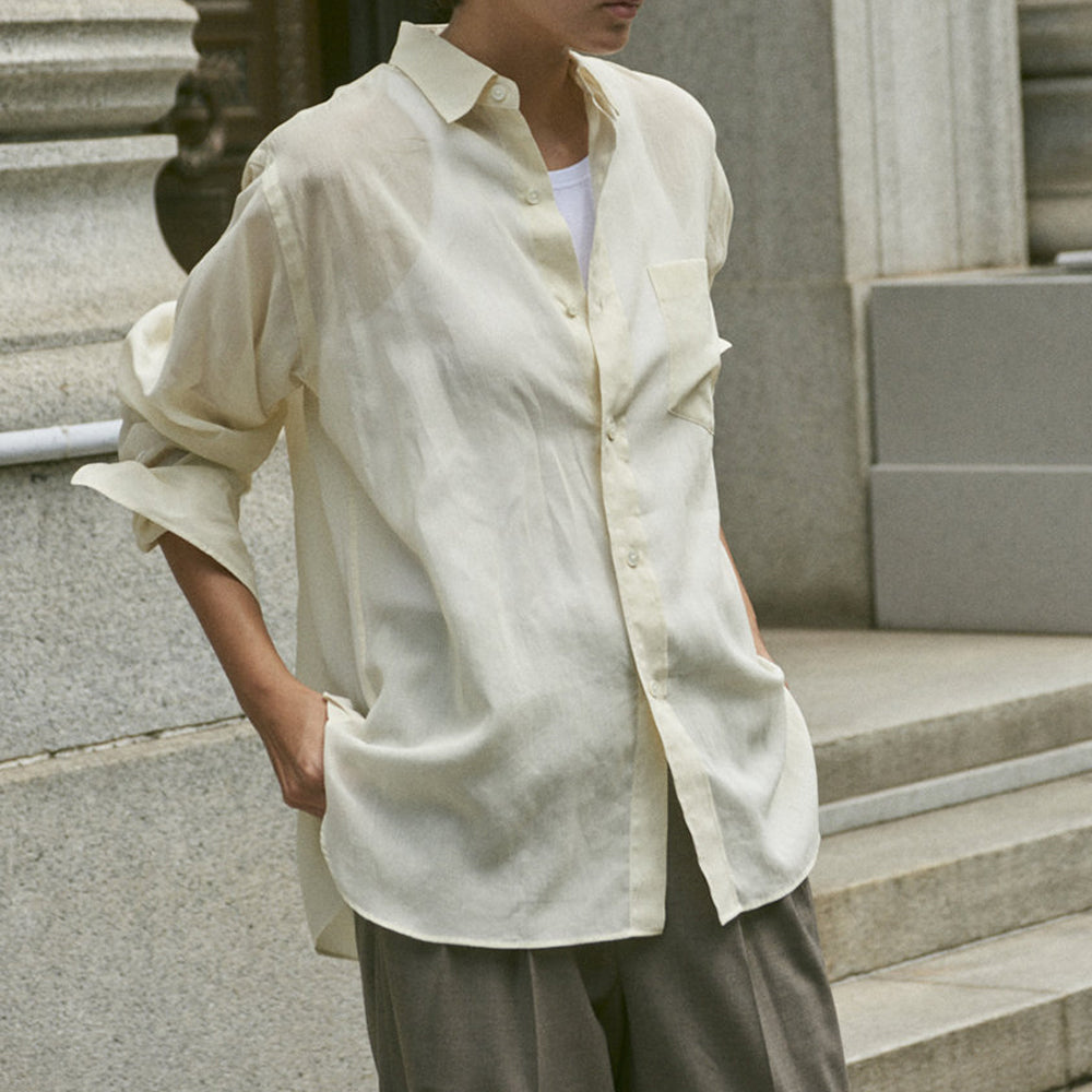 YLEVE/Cotton Voile Lawn Long Sleeve Shirt