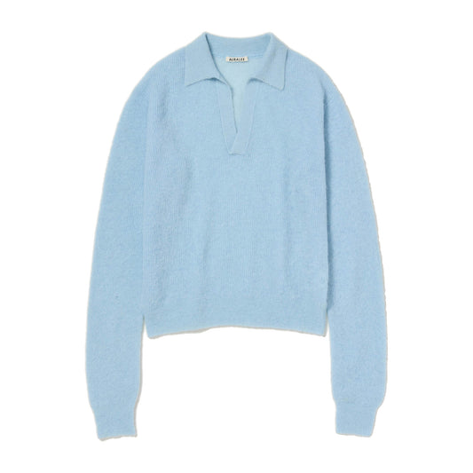 AURALEE/BABY SURI ALPACA KNIT SKIPPER POLO