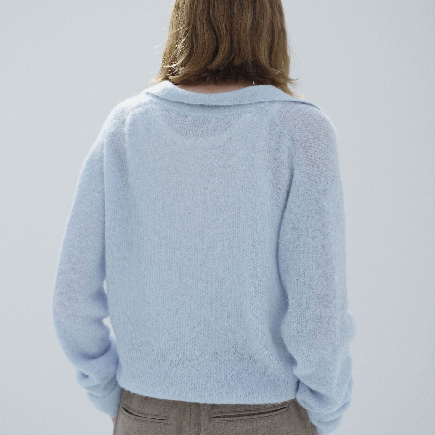 AURALEE/BABY SURI ALPACA KNIT SKIPPER POLO