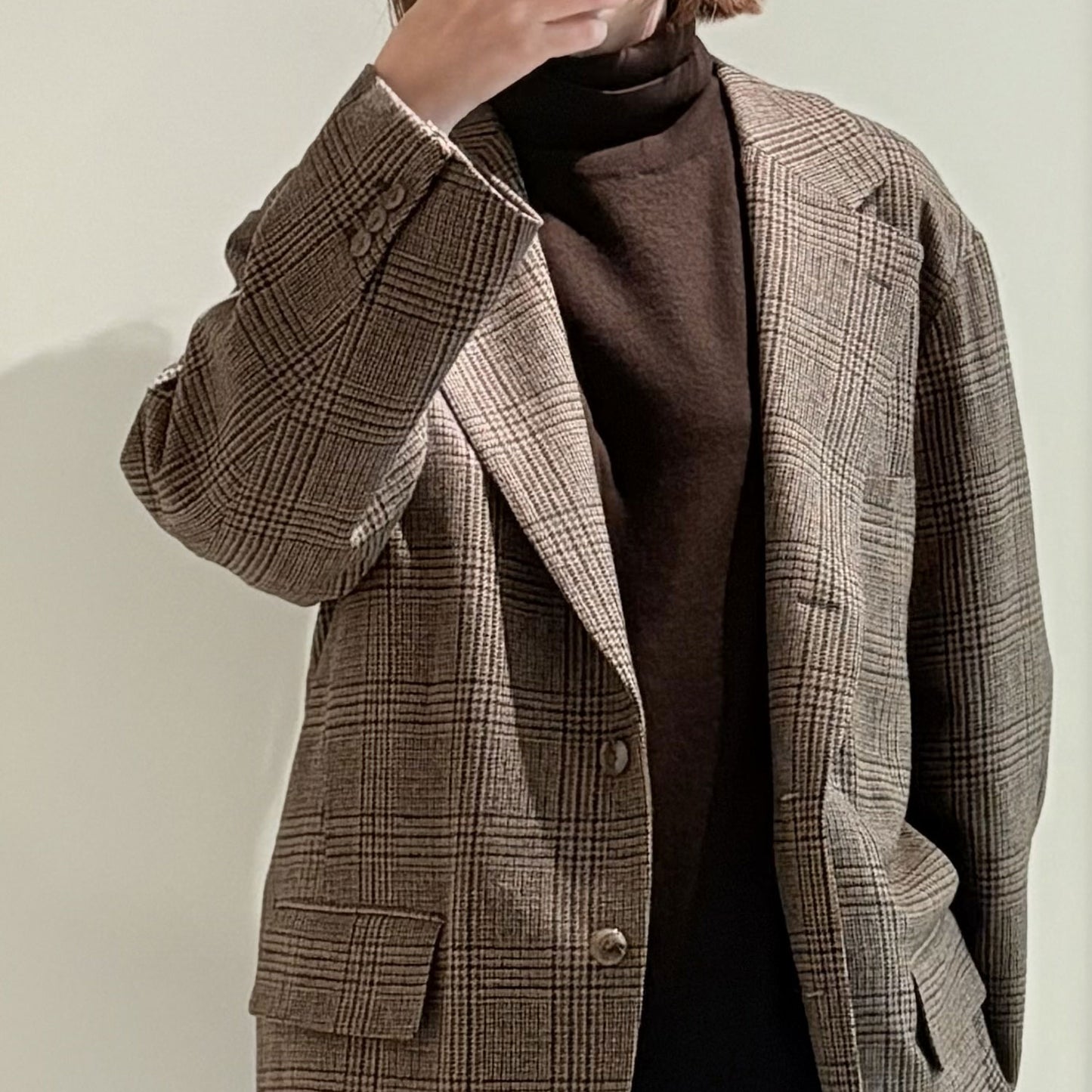 COUTURE D' ADAM/GLEN CHECK BIG JACKET