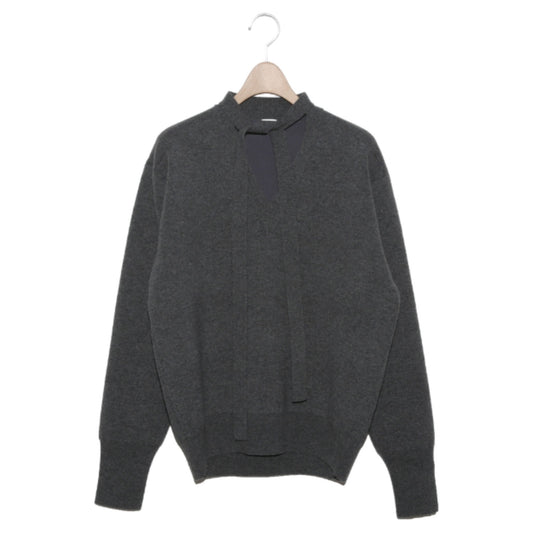 BOWTE/WOOL CASHMERE MELANGE BOW TIE V NECK KNIT