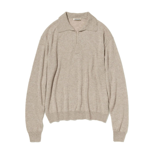 AURALEE/SUPER FINE CASHMERE SILK KNIT SKIPPER POLO