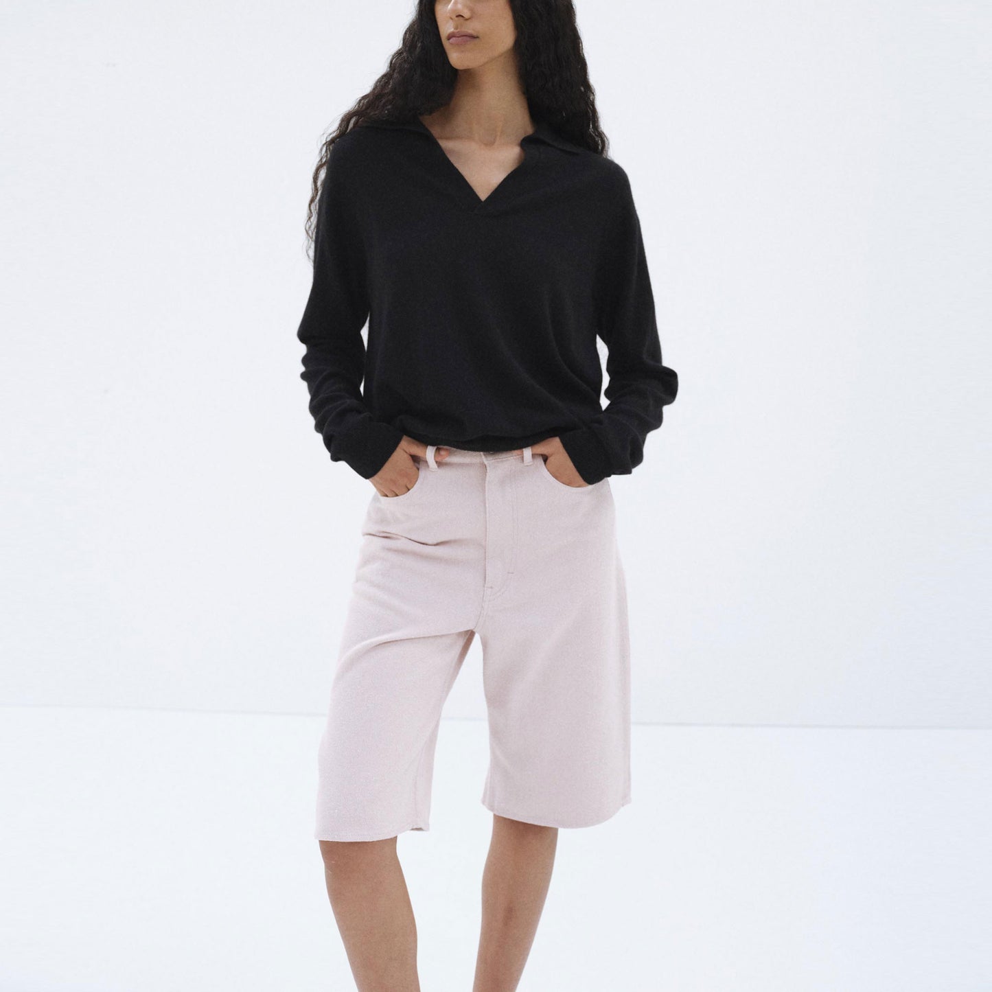 AURALEE/SUPER FINE CASHMERE SILK KNIT SKIPPER POLO
