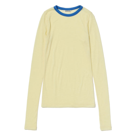AURALEE/FLUFFY CASHMERE NYLON JERSEY RINGER L/S TEE
