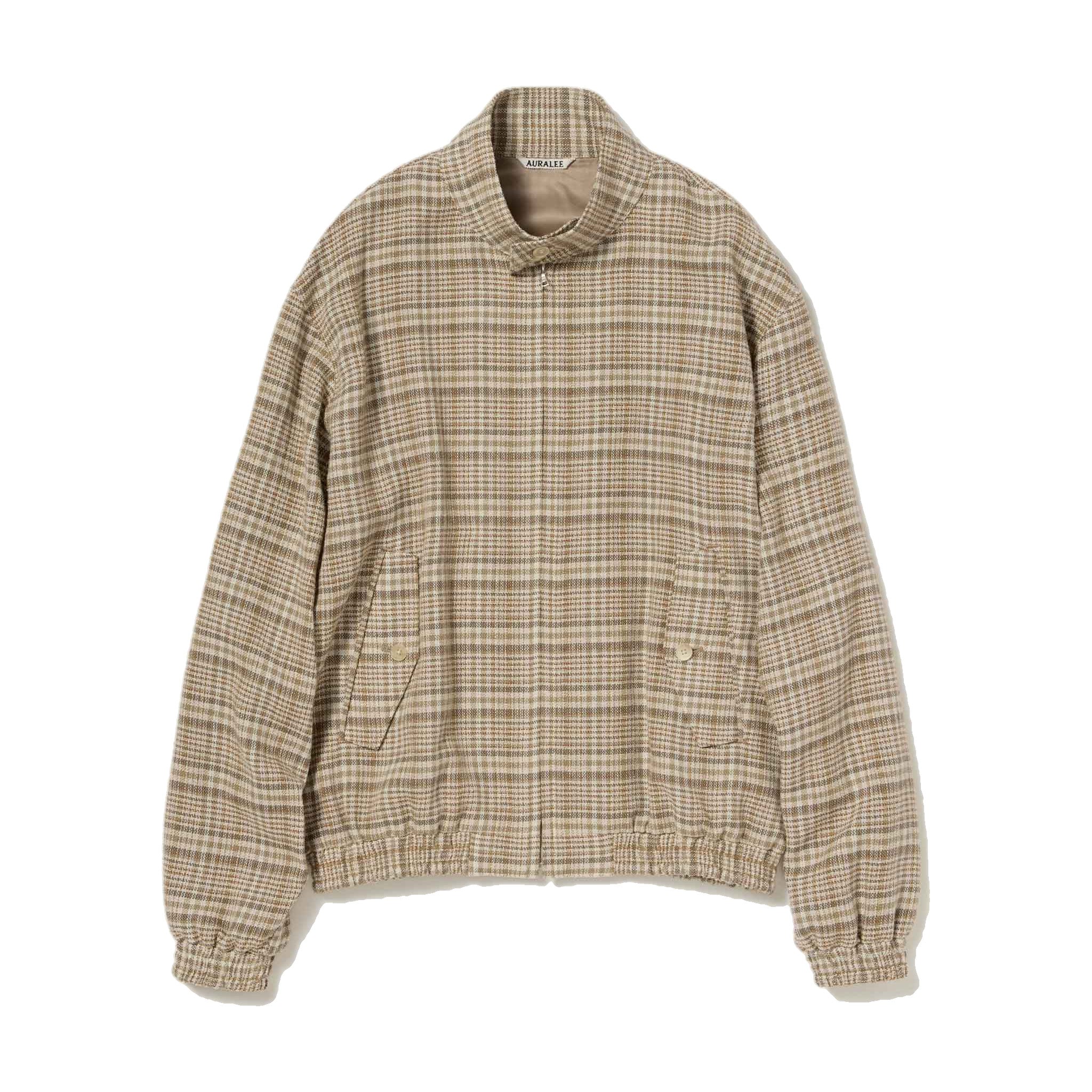 AURALEE/SILK LINEN NEP CHECK ZIP BLOUSON – THREE DOTS TURQUOISE