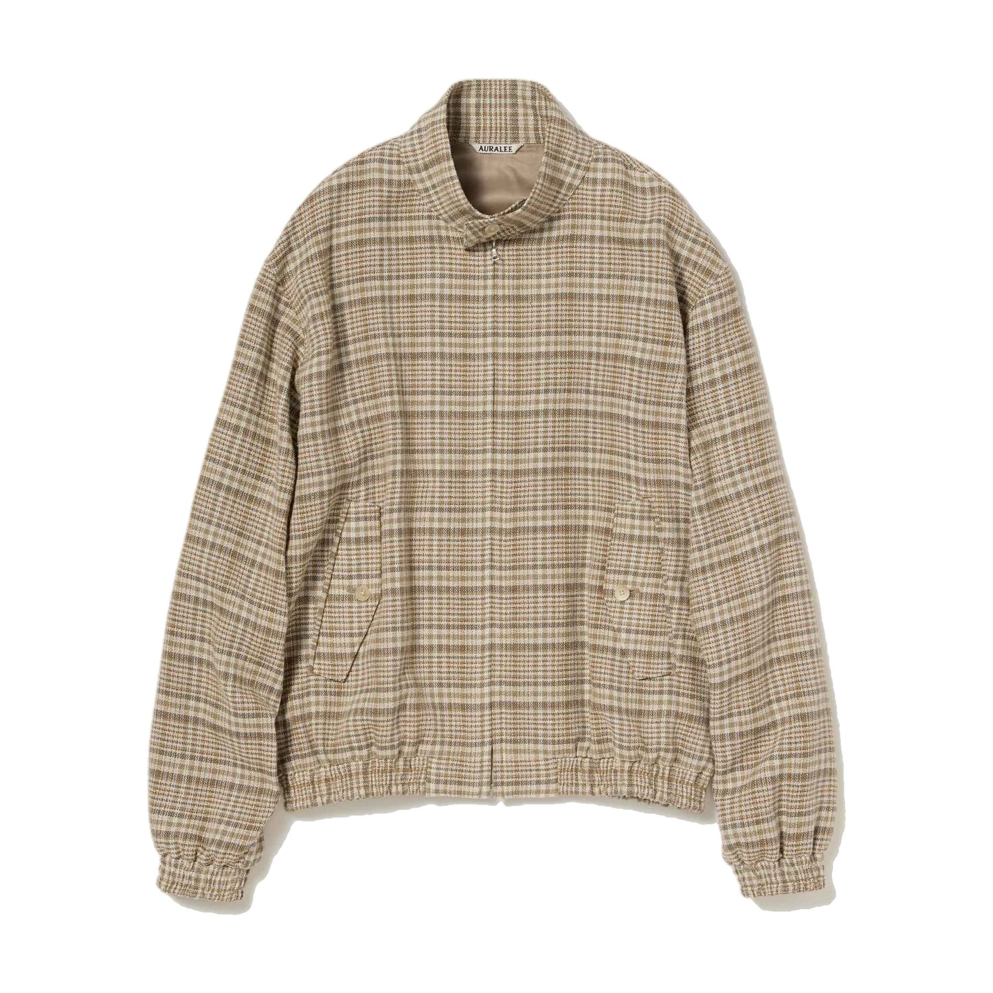 AURALEE/SILK LINEN NEP CHECK ZIP BLOUSON
