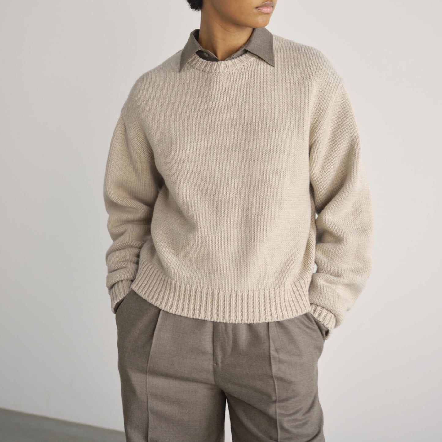 AURALEE/WOOL SOFT CORD KNIT P/O