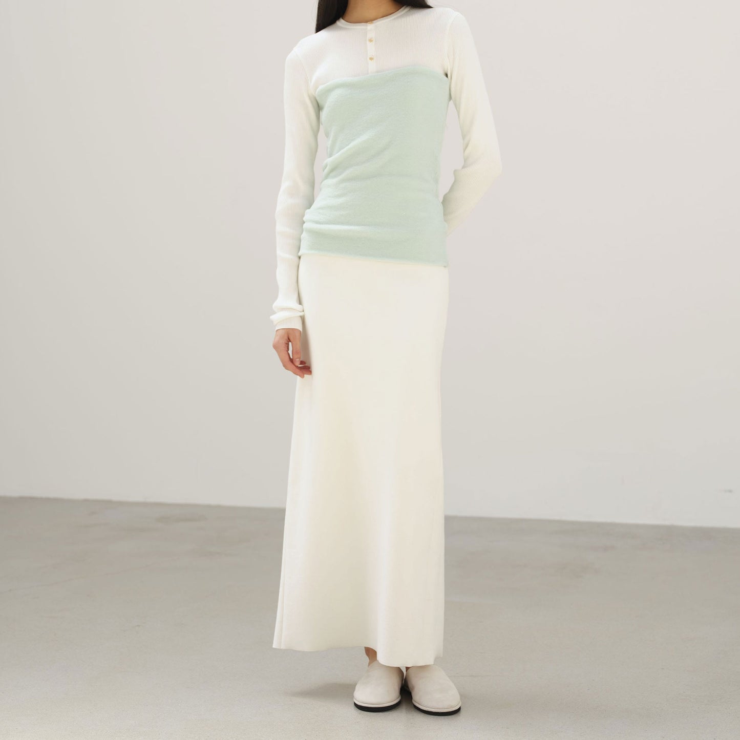 AURALEE/COTTON SILK STRETCH DOUBLE FACE KNIT SKIRT